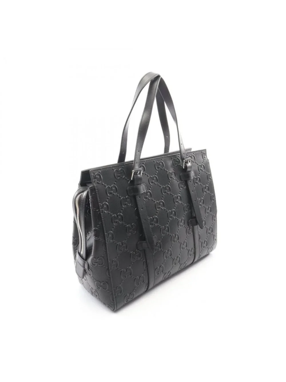 Gucci Tote GG Embossed Black Leather